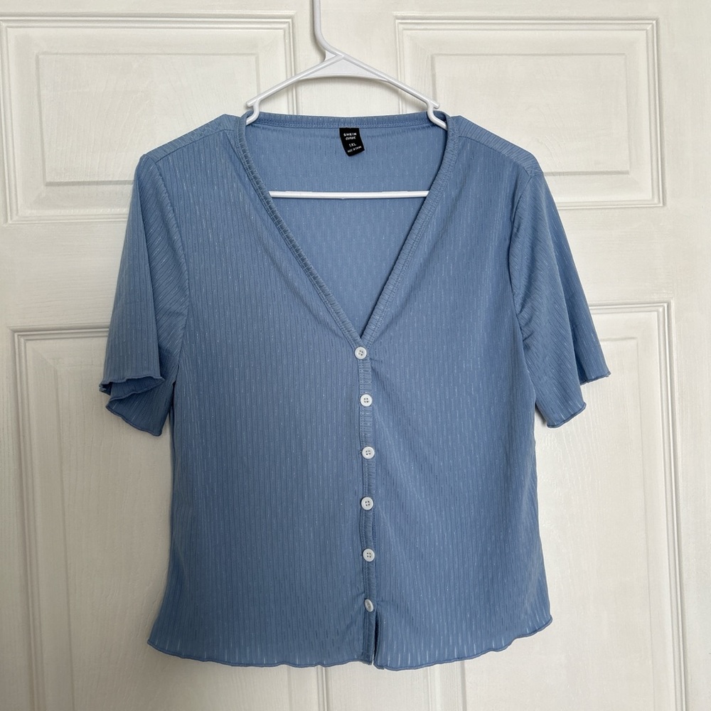 SHEIN Blue Button-Down Women's Shirt
